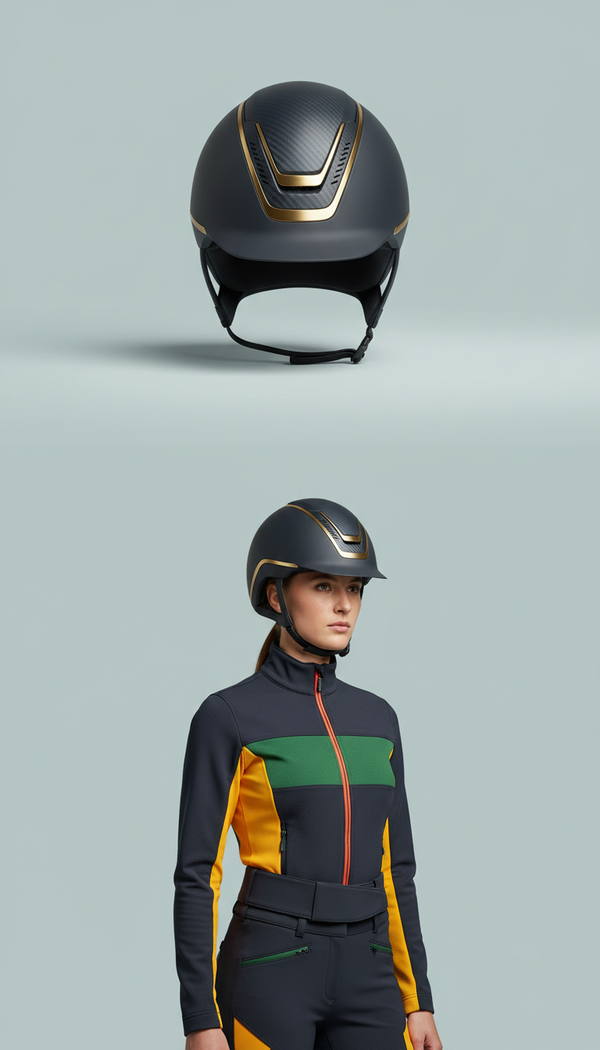 Equestrian Helmet With Matte Carbon Shell